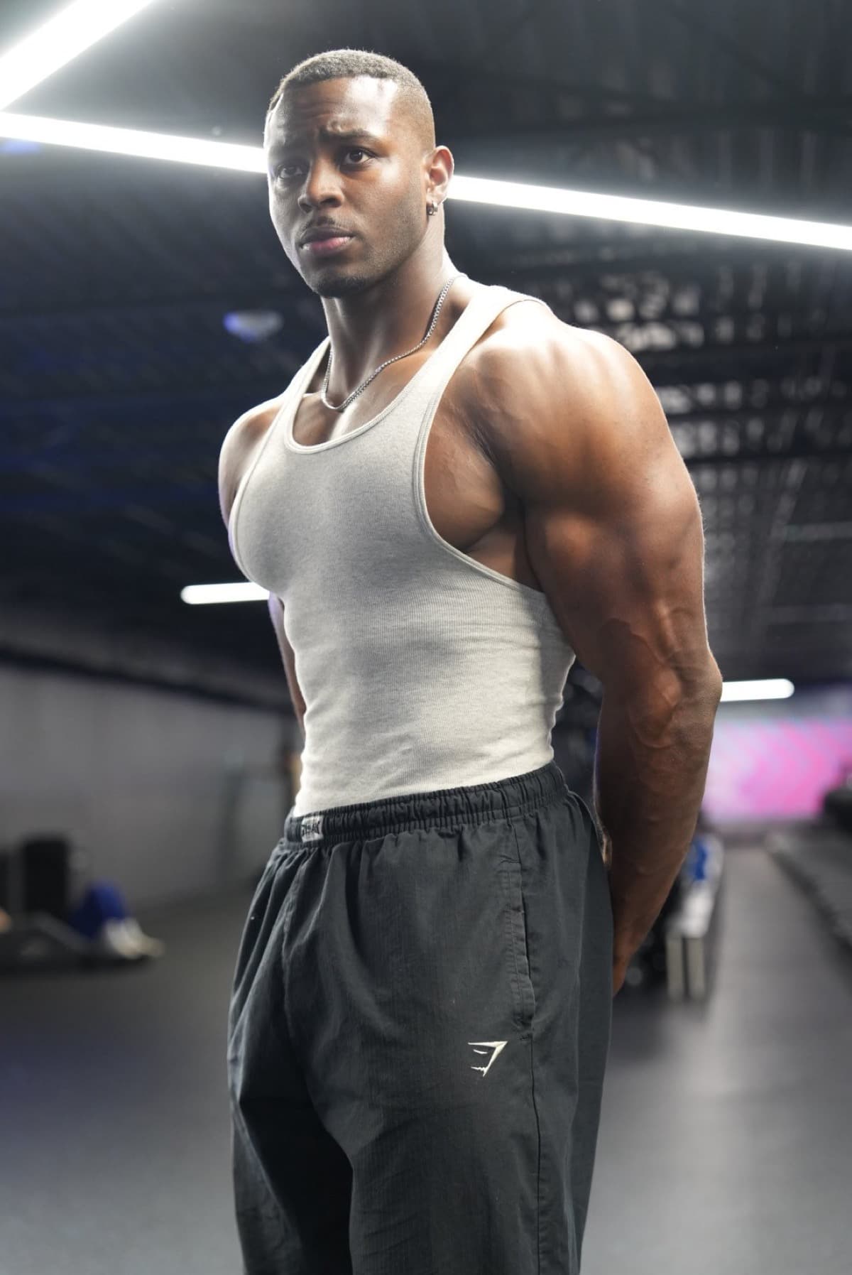 Chris Harris on the gym floor, ready for a training session